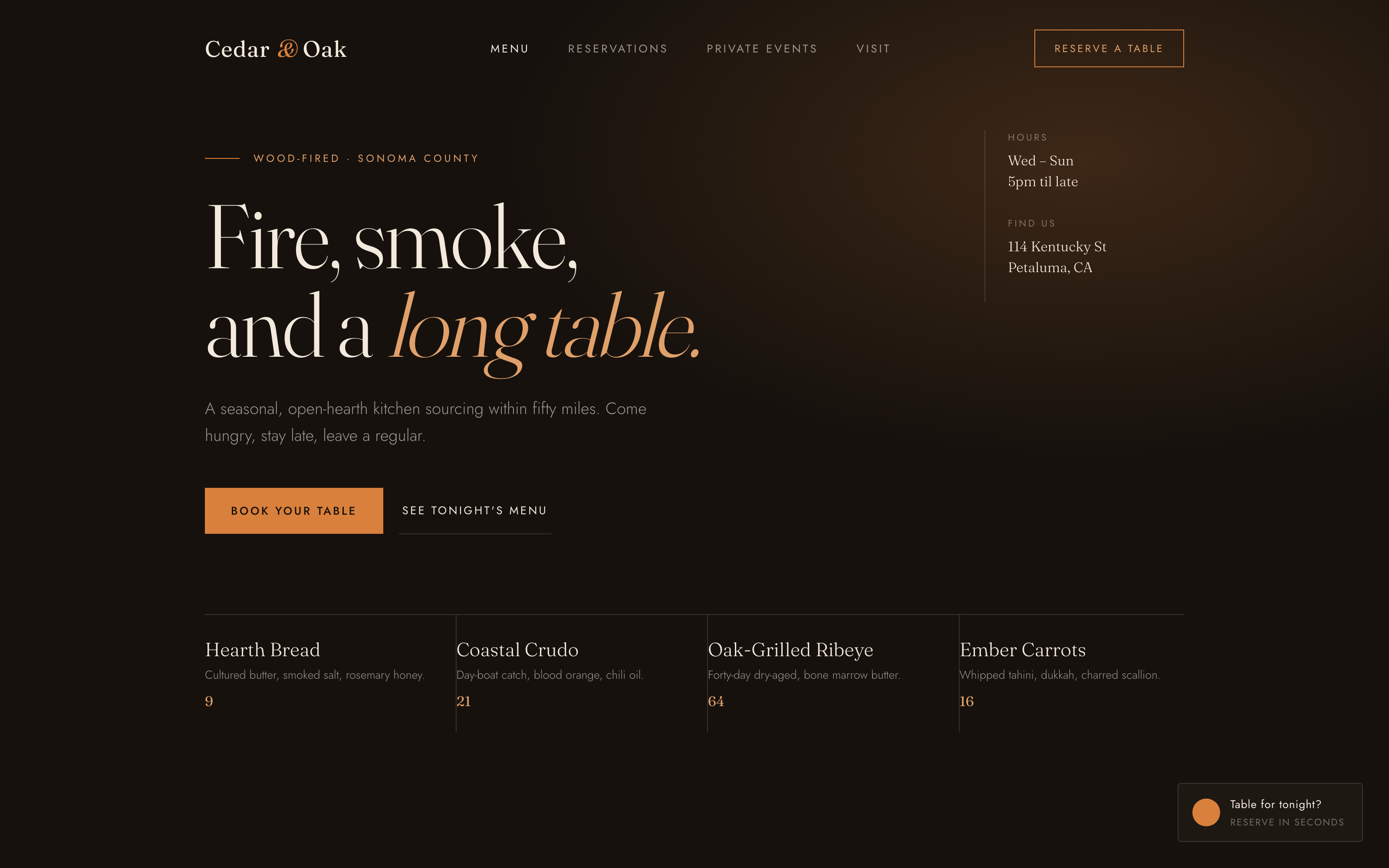 Cedar and Oak website