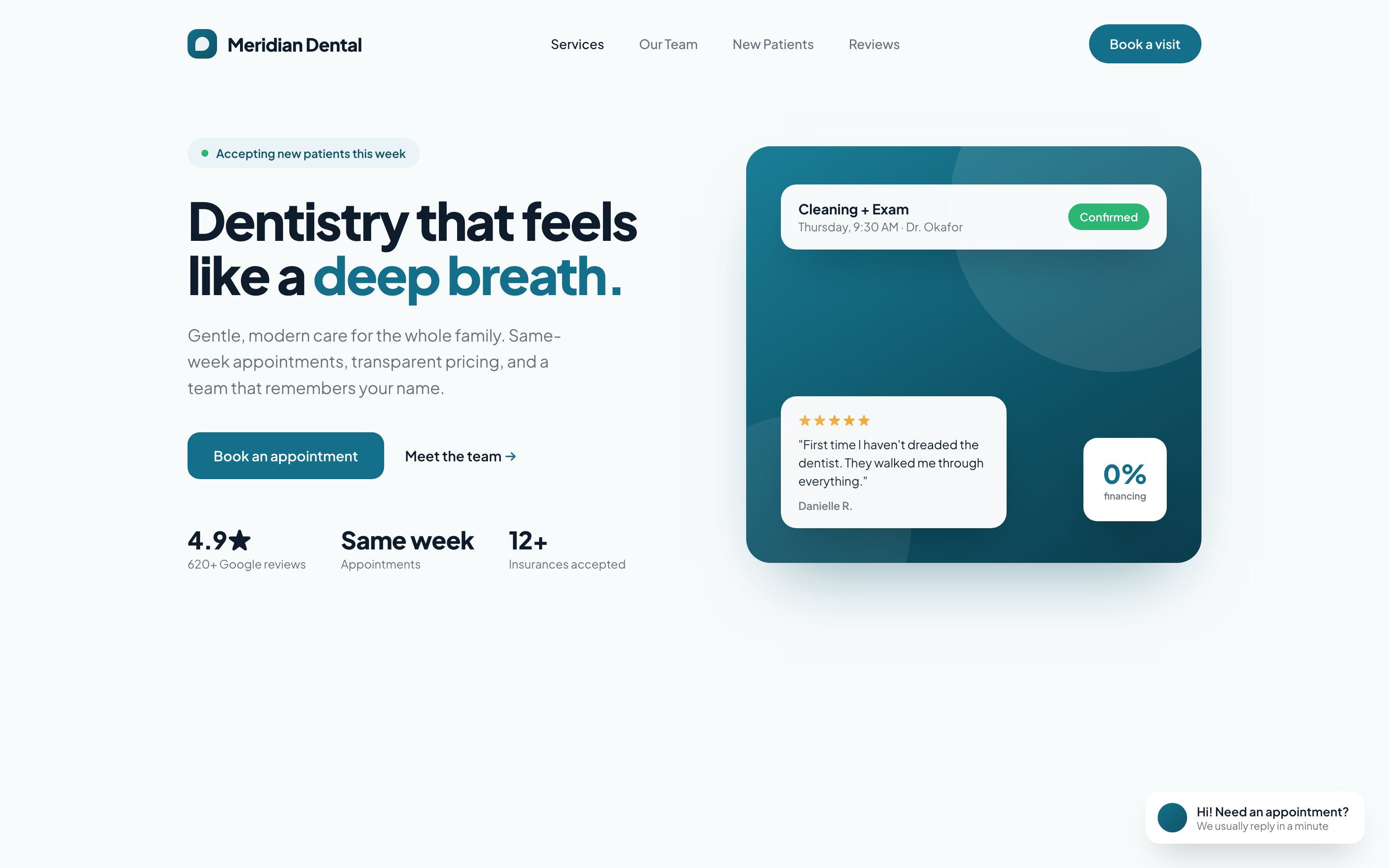 Meridian Dental website