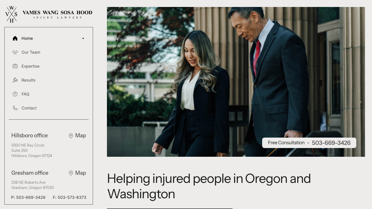 The previous VWSH website, a Framer template